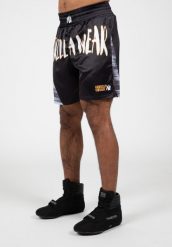 Clayton Boxing Szorty - Czarny/Złoty. Żółte krótkie spodenki sportowe męskie GORILLA WEAR, l, bez wzorów, z poliesteru, na fitness i siłownię. Za 206.00 zł.
