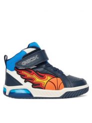 Geox Sneakersy J Inek J569CC 05411 C0693 M Granatowy. Niebieskie buty sportowe chłopięce Geox, bez wzorów, ze skóry, bez zapięcia. Za 189.99 zł.