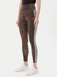 Adidas Legginsy Leopard 3-Stripes JW7308 Brązowy Slim Fit. Brązowe legginsy damskie Adidas, xs, bez wzorów, z bawełny. Za 179.99 zł.