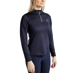 Dziewczęca koszulka jeździecka z długim rękawem Montar Everly. Czarne t-shirty i topy dla dziewczynek MONTAR, bez wzorów, z elastanu, bez ramiączek. Za 224.50 zł.
