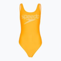 Strój pływacki jednoczęściowy damski Speedo Logo Deep U-Back. Białe kostiumy jednoczęściowe damskie Speedo, m, bez wzorów, sportowe, do pływania. Za 89.99 zł.