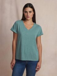 Damska koszulka z dzianiny TBS Adina. Niebieskie t-shirty damskie TBS, s, bez wzorów, z bawełny, klasyczne, bez kołnierzyka. Za 170.00 zł.