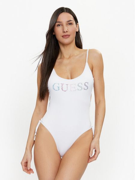 Guess Strój kąpielowy E4GJ10 MC040 Biały. Białe kostiumy jednoczęściowe damskie Guess, s, z aplikacjami, z syntetyku. Za 239.99 zł.