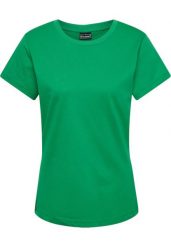 Koszulka damska Hummel Red Basic. Zielone koszulki sportowe damskie Hummel, s, bez wzorów, z bawełny, bez kołnierzyka, bez ramiączek, na fitness i siłownię. Za 107.50 zł.