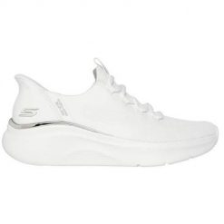 Buty do chodzenia damskie Skechers 117617WHT. Białe obuwie sportowe damskie Skechers, bez wzorów, z dzianiny, trekkingowe. Za 379.99 zł.