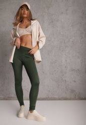Ciemnozielone Legginsy Basic z Modelującą Wstawką w Pasie Liacan. Zielone legginsy damskie Renee, l, bez wzorów, z jeansu, na fitness i siłownię. Za 49.99 zł.