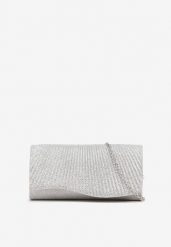 Srebrna Torebka o Geometrycznym Kształcie z Metaliczną Nicią Acconea. Szare torby na ramię damskie Born2be, bez wzorów, eleganckie, bez dodatków. Za 39.99 zł.