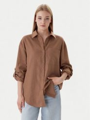 Calvin Klein Jeans Koszula LV044E195G Brązowy Regular Fit. Brązowe bluzki damskie Calvin Klein Jeans, l, bez wzorów, z jeansu, bez kołnierzyka, bez ramiączek. Za 449.99 zł.