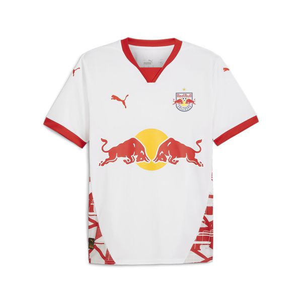 Męska koszulka domowa FC Red Bull Salzburg 24/25 PUMA White Red. Białe koszulki sportowe męskie Puma, m, bez wzorów, bez kołnierzyka, bez ramiączek, do piłki nożnej. W wyprzedaży za 341.50 zł.