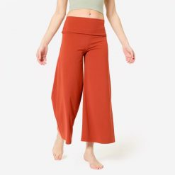 Spodnie fitness damskie Domyos 7/8. Brązowe spodnie materiałowe damskie DOMYOS, l, bez wzorów, z materiału, na fitness i siłownię. Za 159.99 zł.