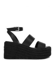 Badura Sandały EO-ALORA-LT0228-26-802 Czarny. Czarne sandały damskie Badura, bez wzorów, ze skóry, bez obcasa, bez zapięcia. Za 379.99 zł.