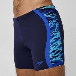Spodenki kąpielowe Speedo Hyperboom Splice Navy - Mid jammers. Niebieskie krótkie spodenki sportowe męskie Speedo, m, bez wzorów, z tkaniny, do pływania. Za 199.99 zł.