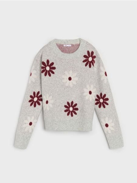 Sweter ze wzorem w kwiaty - wielobarwny. Swetry damskie Sinsay, l, bez wzorów, bez kołnierzyka, bez ramiączek, bez kaptura. Za 69.99 zł.