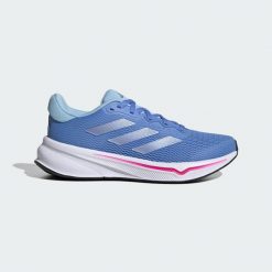 Buty Response. Niebieskie obuwie sportowe damskie Adidas, bez wzorów, z materiału, do biegania. Za 329.00 zł.