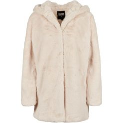 Płaszcz Damski Z Kapturem Teddy Fleece. Białe płaszcze damskie Urban Classics, bez wzorów, z kapturem. Za 286.99 zł.