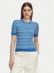 Tommy Hilfiger Sweter WW0WW49613 Niebieski Slim Fit. Niebieskie swetry damskie Tommy Hilfiger, xs, bez wzorów, z bawełny, bez kołnierzyka, bez ramiączek, bez kaptura. Za 529.99 zł.