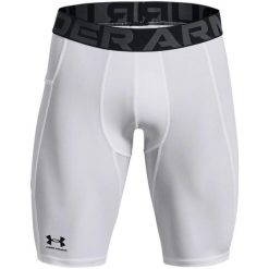 Długie Szorty z kieszeniami Under Armour HeatGear®. Białe krótkie spodenki sportowe męskie Under Armour, bez wzorów, do biegania. Za 204.50 zł.