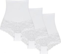 Wolbar Wol-Bar Preciosa 3-pak biały XL Majtki wysokie figi. Białe figi damskie Wolbar, xl, bez wzorów. Za 216.99 zł.