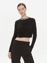 Elisabetta Franchi Sweter MK-15B-37E2-V460 Czarny Slim Fit. Czarne swetry damskie Elisabetta Franchi, bez wzorów, z wełny, bez kołnierzyka, bez ramiączek, bez kaptura. Za 1,649.00 zł.