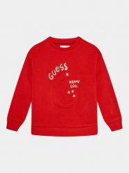 Guess Bluza K3BQ00 KAD74 Czerwony Regular Fit. Czerwone bluzy dla dziewczynek Guess, z aplikacjami, z bawełny, bez ramiączek, bez kaptura. Za 109.99 zł.