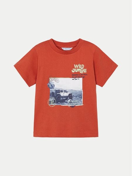 Mayoral T-Shirt 03010 Czerwony Regular Fit. Czerwone t-shirty dla chłopców Mayoral, bez wzorów, z bawełny, bez ramiączek. Za 49.99 zł.