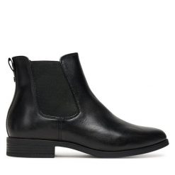Botki Tamaris. Czarne botki damskie Tamaris, bez obcasa, na płaskiej podeszwie, bez zapięcia. Za 279.99 zł.
