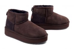 Emu Australia W13296 Stinger Micro Flatform 2.0 chocolate, botki damskie. Brązowe botki damskie Emu Australia, ze skóry, bez obcasa, na platformie, bez zapięcia. Za 594.92 zł.