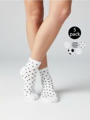 Zestaw skarpetek gładkich, w kropki i paski 5 pack - wielobarwny. Paski damskie Sinsay, bez wzorów. Za 12.99 zł.