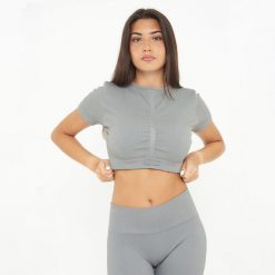 Crop top treningowy damski WAY krótki rękaw. Szare obuwie sportowe damskie Legea, bez wzorów, na fitness i siłownię. W wyprzedaży za 68.00 zł.