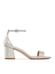 DeeZee Sandały CEO-HJY0223010-1 Srebrny. Szare sandały damskie DeeZee, bez wzorów, z materiału, bez obcasa, na słupku, bez zapięcia. Za 129.99 zł.
