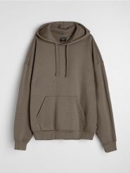 Bluza z kapturem z domieszką bawełny - brązowy. Brązowe bluzy męskie Sinsay, l, bez wzorów, z bawełny, z kapturem. Za 39.99 zł.