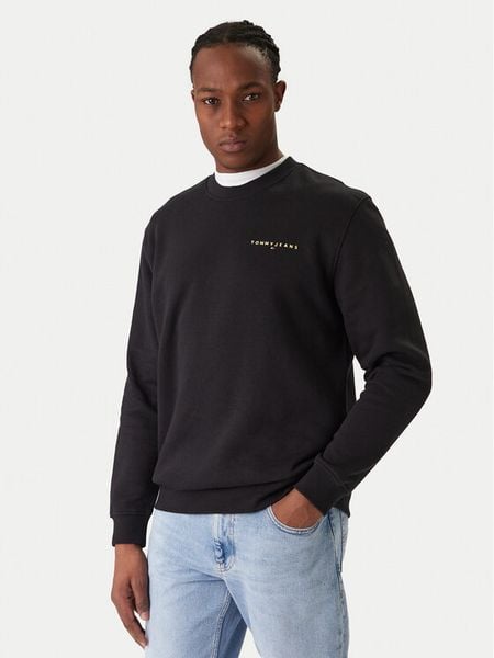 Tommy Jeans Bluza DM0DM20249 Czarny Regular Fit. Czarne bluzy męskie Tommy Jeans, m, bez wzorów, z bawełny, bez kaptura. Za 329.99 zł.