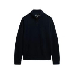 Klasyczny sweter z kołnierzem typu półgolf Superdry Essential. Niebieskie swetry przez głowę męskie Superdry., na zimę, m, bez wzorów, bez kołnierzyka. Za 326.65 zł.