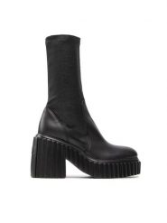 AGL Kozaki Tiggy Stretch 12038/22 Czarny. Czarne kozaki damskie AGL, ze skóry, bez obcasa, na słupku. Za 2,969.00 zł.