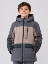 KURTKA CHŁOPIĘCA ZIMOWA 4F SNOWBOARDOWA NARCIARSKA. Czarne kurtki i płaszcze dla chłopców 4f, na jesień, bez wzorów, eleganckie, bez kaptura. Za 338.12 zł.