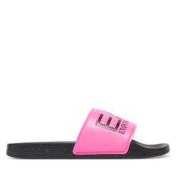Klapki EA7 Emporio Armani. Czerwone klapki damskie EA7 Emporio Armani, bez wzorów, bez obcasa. Za 159.99 zł.