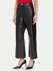 Morgan Spodnie z imitacji skóry 242-PCHOU Czarny Wide Leg. Czarne spodnie materiałowe damskie Morgan, bez wzorów, ze skóry. Za 289.99 zł.