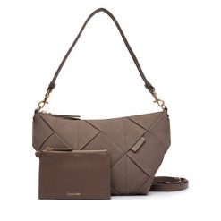 Torebka Calvin Klein. Brązowe torebki do ręki damskie Calvin Klein, bez wzorów, klasyczne, bez dodatków. Za 569.99 zł.