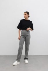 Eleganckie WEŁNIANE spodnie w kolorze SZARYM -VEZELAY-XL. Szare spodnie materiałowe damskie Marsala, s, bez wzorów, z elastanu. W wyprzedaży za 131.97 zł.