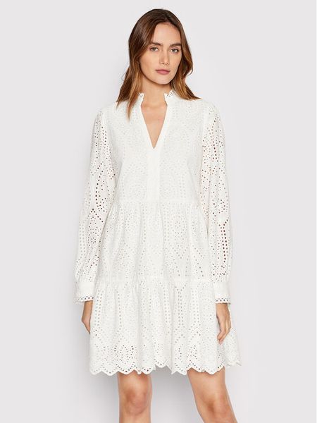 YAS Sukienka codzienna Holi 26027162 Biały Relaxed Fit. Białe sukienki damskie YAS, na co dzień, l, bez wzorów, z bawełny, bez kołnierzyka, bez ramiączek, proste. Za 199.99 zł.