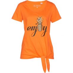 T-shirt z przewiązaniem bonprix pomarańczowo-czarno-złoty. T-shirty damskie marki Colour Pleasure. Za 24.99 zł.