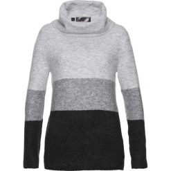 Sweter z golfem bonprix szaro-antracytowo-jasnoszary melanż. Szare swetry damskie bonprix, bez wzorów, bez kołnierzyka, bez ramiączek, bez kaptura. Za 89.99 zł.