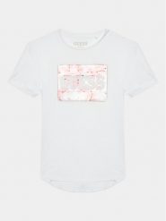 Guess T-Shirt J4RI32 KAPO0 Biały Regular Fit. Białe t-shirty i topy dla dziewczynek Guess, z aplikacjami, z wiskozy, bez ramiączek. Za 69.99 zł.