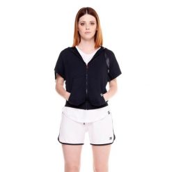 Bluza damska w kolorze czarno-białym. Czarne bluzy sportowe damskie LEONE 1947 APPAREL, l, bez wzorów, z tkaniny, bez kaptura. W wyprzedaży za 167.70 zł.