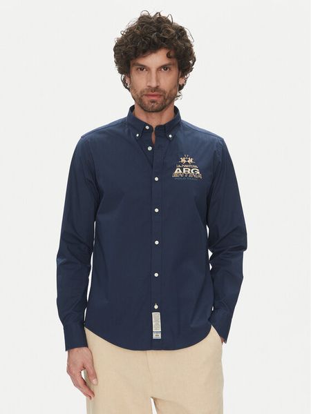 La Martina Koszula Alfred MAC601 PP483 Granatowy Regular Fit. Niebieskie koszule męskie La Martina, m, bez wzorów, z bawełny, bez kołnierzyka, bez ramiączek. Za 429.99 zł.