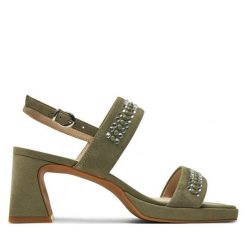 Sandały Caprice. Brązowe sandały damskie Caprice, bez wzorów, bez obcasa, na słupku, bez zapięcia. Za 339.99 zł.