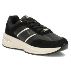 Skórzane półbuty damskie sneakersy czarne Filippo DP7772. Czarne półbuty damskie Filippo, bez wzorów, ze skóry, sportowe, bez obcasa, bez zapięcia. Za 229.99 zł.