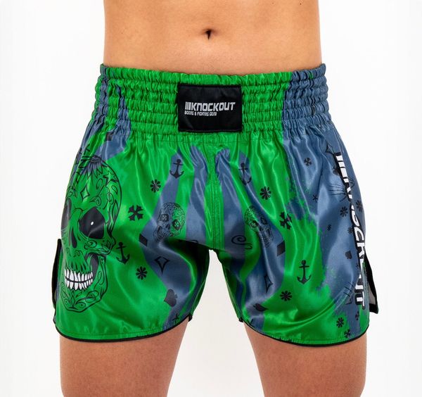 Szorty czaszki Knockout KickBox. Zielone szorty męskie KNOCKOUT, xl, bez wzorów, z materiału. Za 151.79 zł.