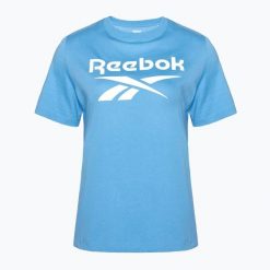 Koszulka Reebok Identity Big Logo Tee. Niebieskie koszulki sportowe damskie REEBOK FITNESS, bez wzorów, bez kołnierzyka, bez ramiączek, na fitness i siłownię. Za 59.99 zł.