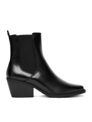 JENNY Botki CEO-WJP-171 Czarny. Czarne botki damskie Jenny, z materiału, bez obcasa, na słupku, bez zapięcia. Za 169.99 zł.